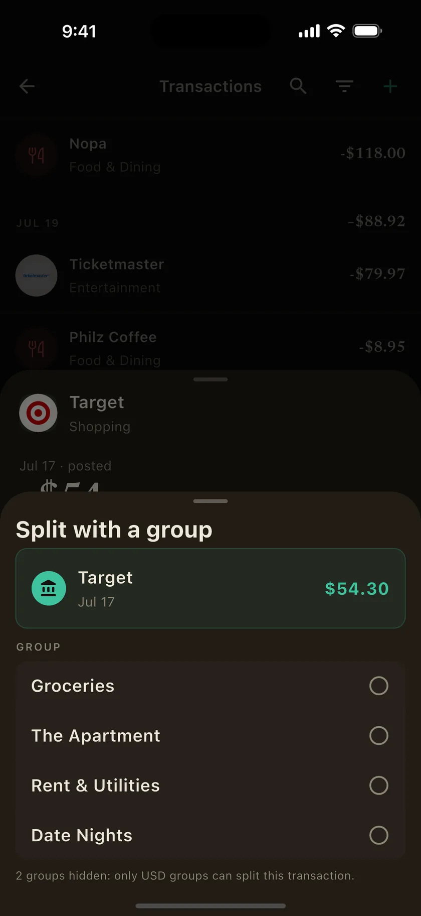 Split a bank charge