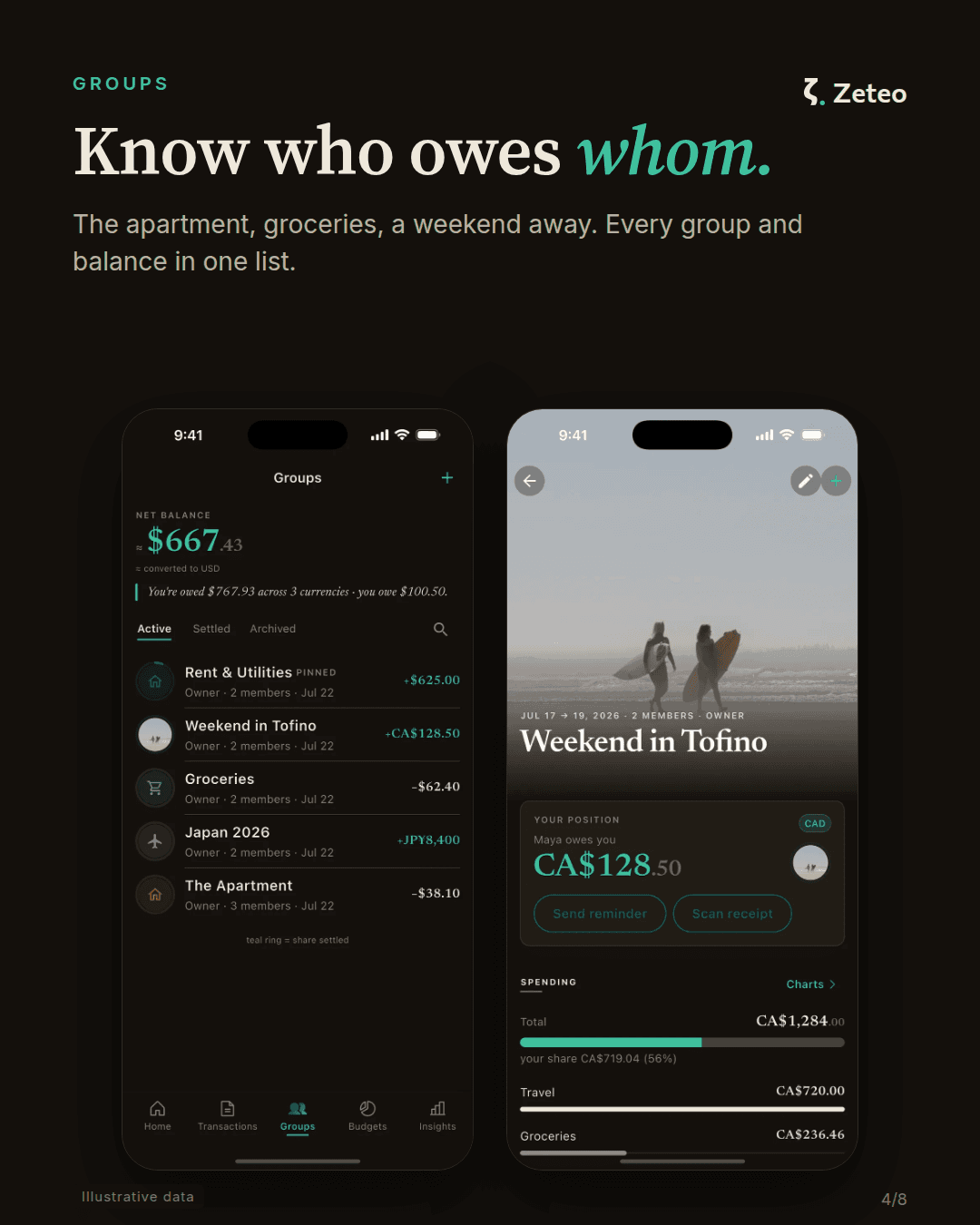 Know who owes whom. Groups and balances in one list.